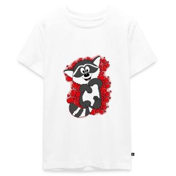 WASCHBÄR - TIER - HERZEN - LIEBE - VERLIEBT - Teenager Premium Bio T-Shirt - Weiß - Vorne - AI Model Teenager Male light (155cm)