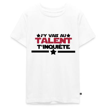j'y vais au talent citations,message,humour - T-shirt Premium bio Ado - blanc - Devant - AI Model Teenager Male light (155cm)
