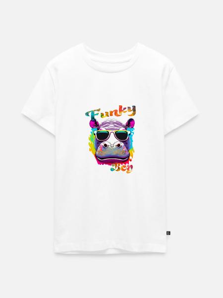 Funky Junge Nilpferd - Teenager Premium Bio T-Shirt - Weiß