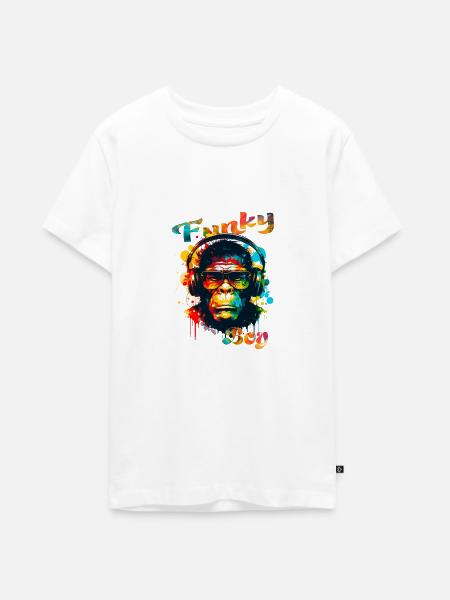 Funky Junge Affe - Teenager Premium Bio T-Shirt - Weiß