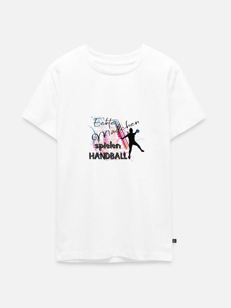 Echte Mädchen spielen Handball - Teenager Premium Bio T-Shirt - Weiß
