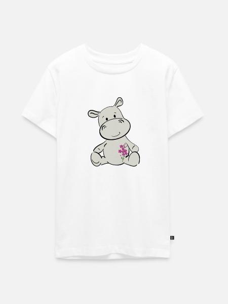 Happy Hippo - Teenager Premium Bio T-Shirt - Weiß
