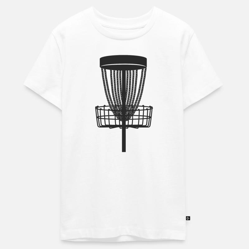 Disc Golf Basket Silhouette Disc Golf Discgolfer - T-shirt Premium bio Ado - blanc