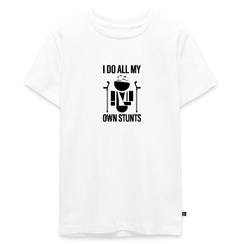JE FAIS TOUS MES PROPRES STUNTS - T-shirt Premium bio Ado - blanc - Devant - AI Model Teenager Male light (155cm)