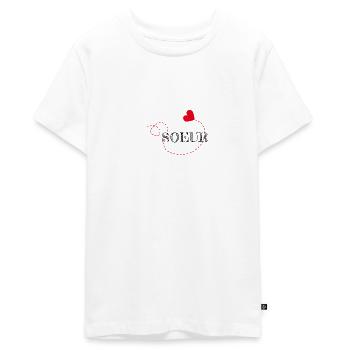 Soeur, soeur de coeur, - T-shirt Premium bio Ado - blanc - Devant - AI Model Teenager Male light (155cm)