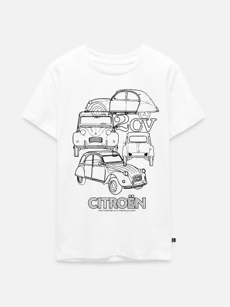 Citroën 2CV Ente Zeichnung - Teenager Premium Bio T-Shirt - Weiß