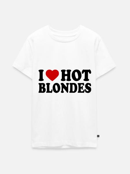 I love hot blondes - Teenager Premium Bio T-Shirt - Weiß