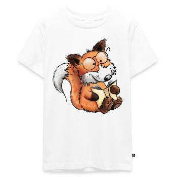 Schlauer Bücher Fuchs I Lesen I Comic Tiere - Teenager Premium Bio T-Shirt - Weiß - Vorne - AI Model Teenager Male light (155cm)