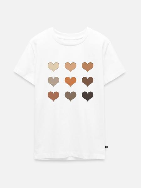 Erdige neun Herzen - Teenager Premium Bio T-Shirt - Weiß