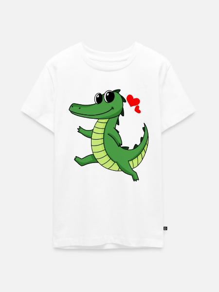 Krokodil - Teenager Premium Bio T-Shirt - Weiß