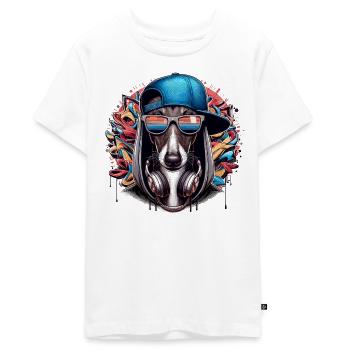 Windhund Gangsta Hund Graffiti Geschenk - Teenager Premium Bio T-Shirt - Weiß - Vorne - AI Model Teenager Male light (155cm)