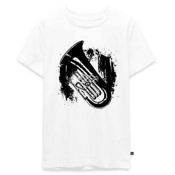 Tuba Drawing - Teenager Premium Organic T-Shirt - white - Front - AI Model Teenager Male light (155cm)