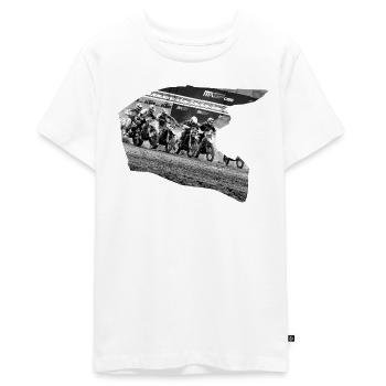 Motocross Helm schwarz-weißes Design - 1 - Teenager Premium Bio T-Shirt - Weiß - Vorne - AI Model Teenager Male light (155cm)