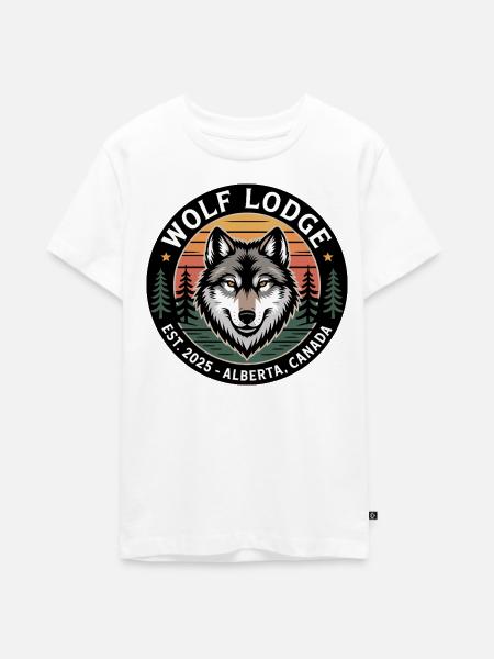 Wolf Lodge Alberta Emblem - Teenager Premium Bio T-Shirt - Weiß