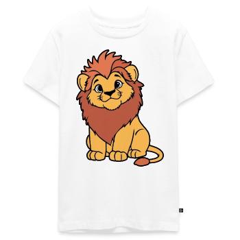 Warm cartoon leeuwenwelp - Tieners Premium Bio T-shirt - wit - Voor - AI Model Teenager Male light (155cm)
