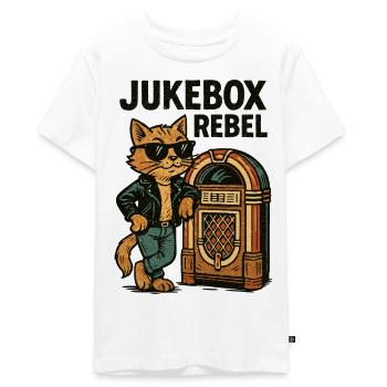 Rockabilly Jukebox Cool Cat Rebel Cadeau rétro - T-shirt Premium bio Ado - blanc - Devant - AI Model Teenager Male light (155cm)