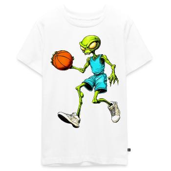 Aliens Basketball - Teenager Premium Bio T-Shirt - Weiß - Vorne - AI Model Teenager Male light (155cm)