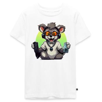 Gamer Koala mit Headset - Teenager Premium Bio T-Shirt - Weiß - Vorne - AI Model Teenager Male light (155cm)