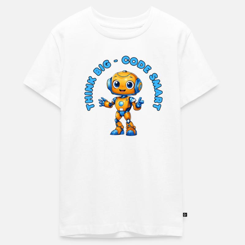Roboter - Think big, Code Smart  - Teenager Premium Bio T-Shirt - Weiß