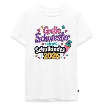 Große Schwester 2026 - Teenager Premium Bio T-Shirt - Weiß - Vorne - AI Model Teenager Male light (155cm)