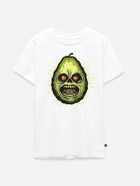 Gruselige Avocado - Teenager Premium Bio T-Shirt - Weiß