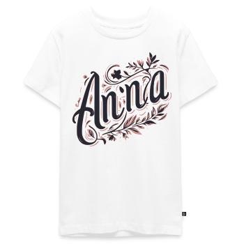 Anna Name Floral - Teenager Premium Organic T-Shirt - white - Front - AI Model Teenager Male light (155cm)