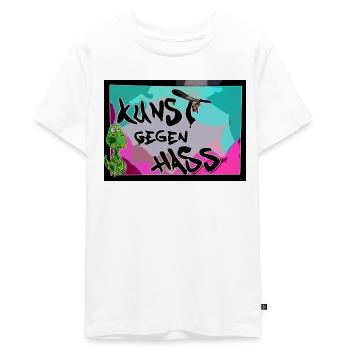 L’art contre la haine - T-shirt Premium bio Ado - blanc - Devant - AI Model Teenager Male light (155cm)