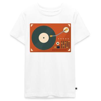 Record player - Teenager Premium Organic T-Shirt - white - Front - AI Model Teenager Male light (155cm)