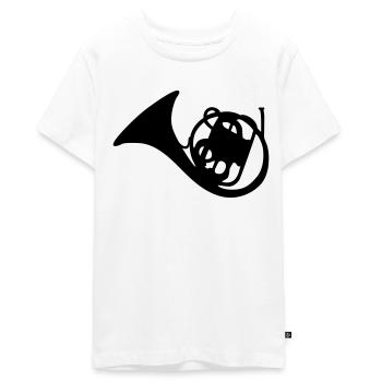french horn - Teenager Premium Organic T-Shirt - white - Front - AI Model Teenager Male light (155cm)