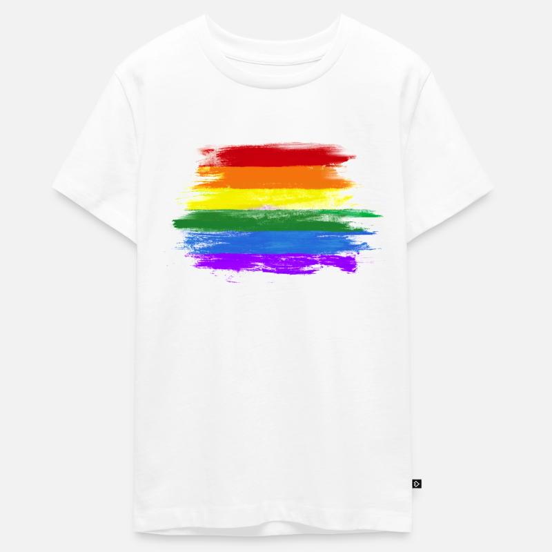 Drapeau LGBT - T-shirt Premium bio Ado - blanc