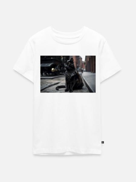 Cat Black4 - Teenager Premium Bio T-Shirt - Weiß