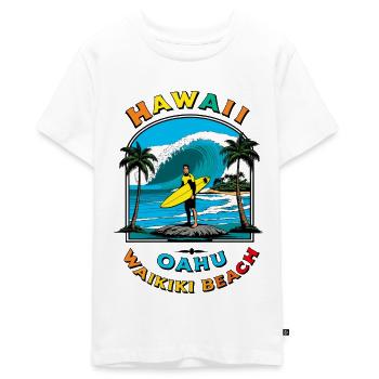 Vacances à Hawaï - T-shirt Premium bio Ado - blanc - Devant - AI Model Teenager Male light (155cm)