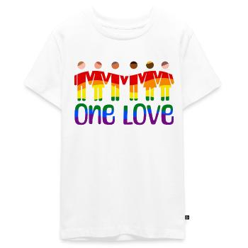 One love rainbow pride outfit - Teenager Premium Bio T-Shirt - Weiß - Vorne - AI Model Teenager Male light (155cm)