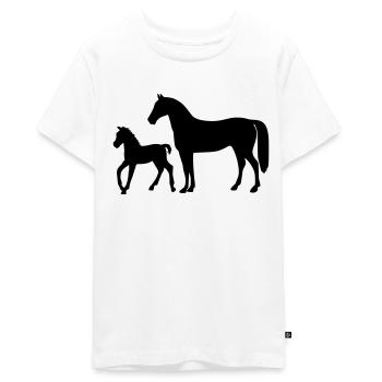 Horse with foal - Teenager Premium Organic T-Shirt - white - Front - AI Model Teenager Male light (155cm)