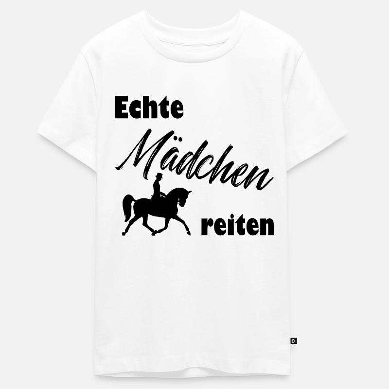 Echte Mädchen reiten - Teenager Premium Bio T-Shirt - Weiß
