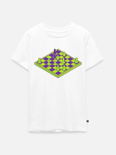Neon Schachbrett - Teenager Premium Bio T-Shirt - Weiß
