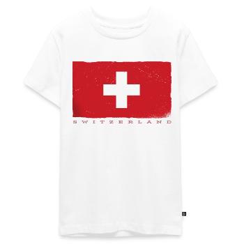Switzerland Cross Swiss Flag Schwiiz Decoration - Teenager Premium Organic T-Shirt - white - Front - AI Model Teenager Male light (155cm)