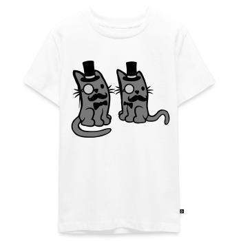 Herren 2 Katzen Freunde - Teenager Premium Bio T-Shirt - Weiß - Vorne - AI Model Teenager Male light (155cm)