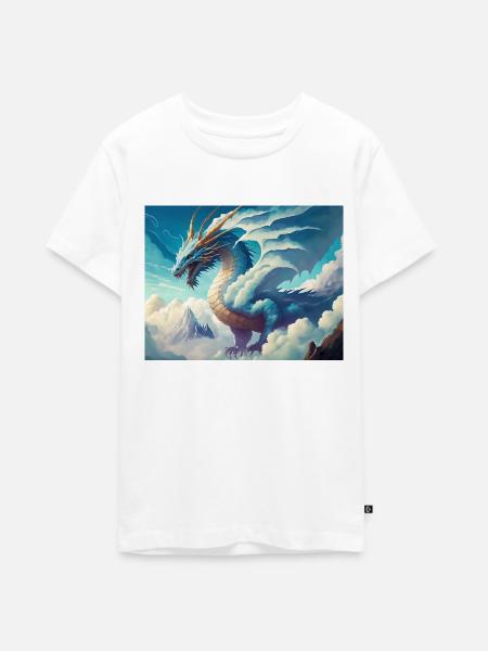Wolkendrache - Teenager Premium Bio T-Shirt - Weiß