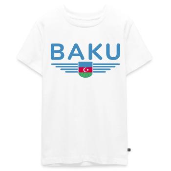T-Shirt Bakou – Pour les fans de la capitale - T-shirt Premium bio Ado - blanc - Devant - AI Model Teenager Male light (155cm)