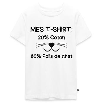 Propriétaire de chat - T-shirt Premium bio Ado - blanc - Devant - AI Model Teenager Male light (155cm)