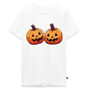 Pompoenen Comic - Tieners Premium Bio T-shirt - wit - Voor - AI Model Teenager Male light (155cm)