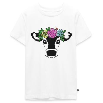 Mucca, Mucca divertente - Maglietta ecologica premium da ragazzi - bianco - Fronte - AI Model Teenager Male light (155cm)