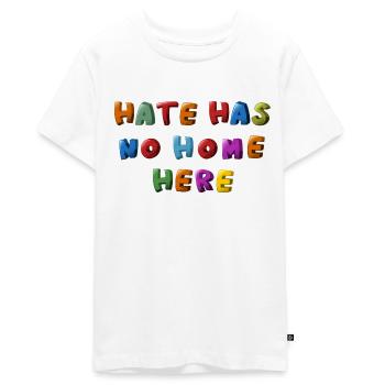 hate has no home here - Teenager Premium Bio T-Shirt - Weiß - Vorne - AI Model Teenager Male light (155cm)