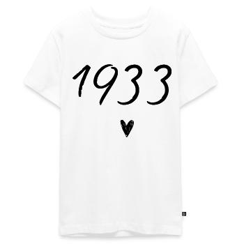 1933 Heart Birthday - Teenager Premium Organic T-Shirt - white - Front - AI Model Teenager Male light (155cm)