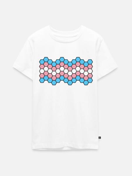 trans Hexagons - Teenager Premium Bio T-Shirt - Weiß