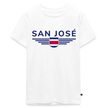 San José T-Shirt – Costa Rica Vibes - Teenager Premium Organic T-Shirt - white - Front - AI Model Teenager Male light (155cm)