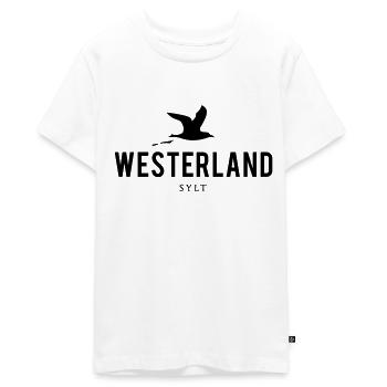 Möwe Westerland Sylt - Teenager Premium Bio T-Shirt - Weiß - Vorne - AI Model Teenager Male light (155cm)