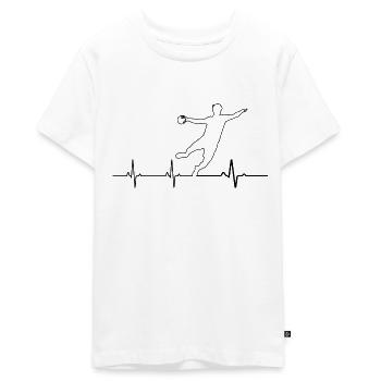 Handball Herzschlag Handballer - Teenager Premium Bio T-Shirt - Weiß - Vorne - AI Model Teenager Male light (155cm)
