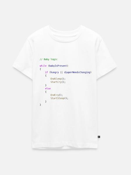 Baby logic Programmierer Geschenkidee - Teenager Premium Bio T-Shirt - Weiß